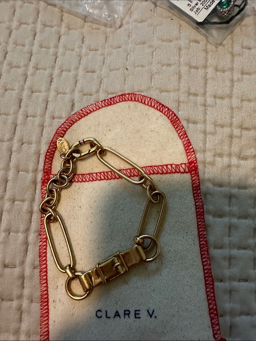 Clare V. Gold-Tone Mixed Link belt buckle Bracelet